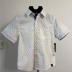 Kenneth Cole White Shirt with Blue Dots 100% cotton